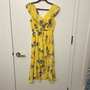 Floral Mock Wrap Dress - High Low
